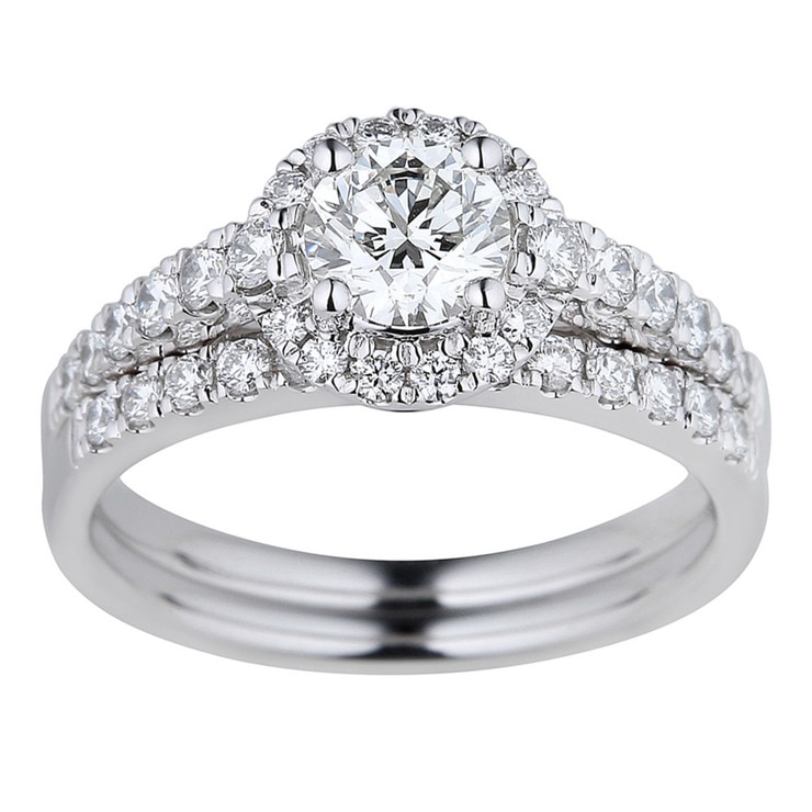 1.26ctw Round Brilliant Cut Diamond Wedding Ring Set