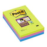 Post-it® Ruled Super Sticky Notes, (102 x 152mm) Assorted Jewel Pop Collection - 3 Pack