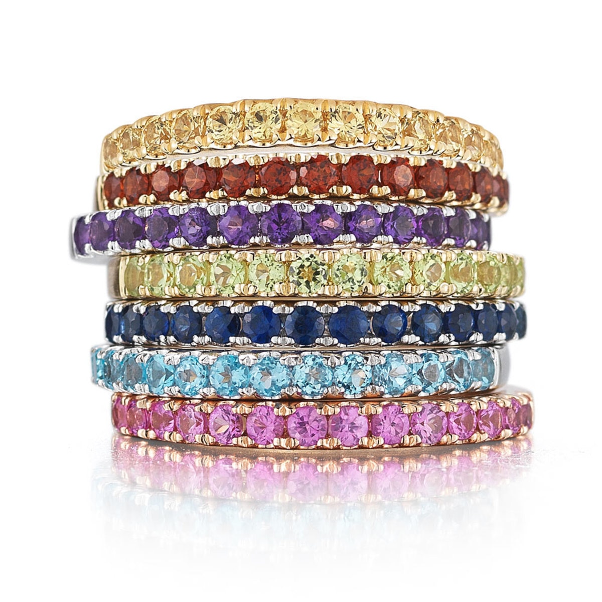 Pink Sapphire Half Eternity Ring in 18ct Rose Gold Costco UK