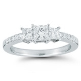 1.00ctw Princess Cut Diamond Ring, 18ct White Gold