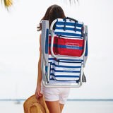 Tommy Bahama Backpack Folding Beach Chair in Red & Blue Stripes