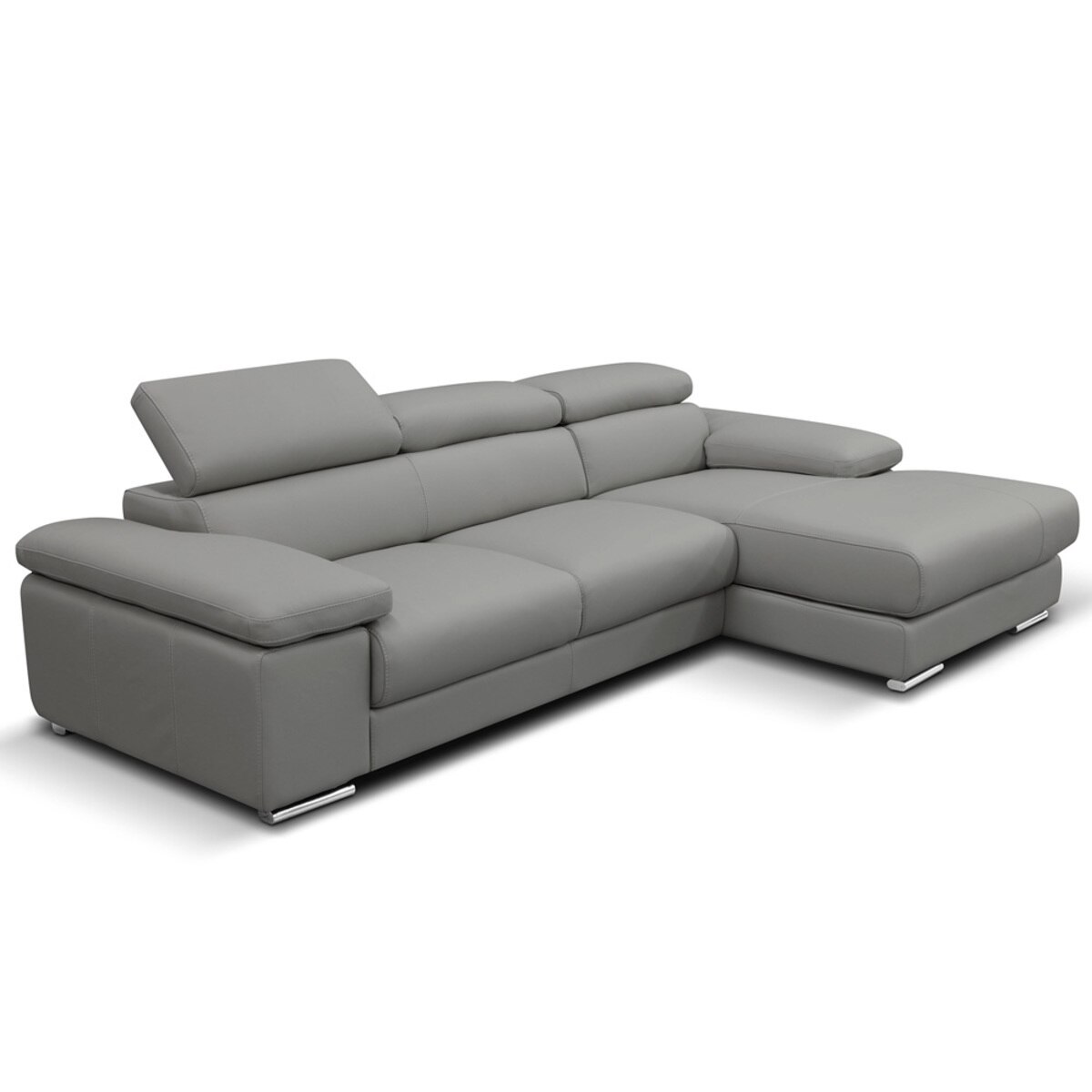 Nicoletti Lipari Grey Italian Leather Sofa Chaise Costco UK