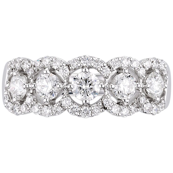 0.96ctw Round Brilliant Cut Diamond Band Ring, 18ct White Gold Costco UK