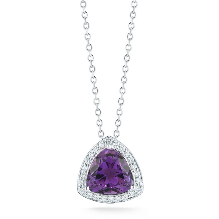 4.25ct Amethyst and 0.25ctw Diamond Necklace, 18ct White Gold Costco UK