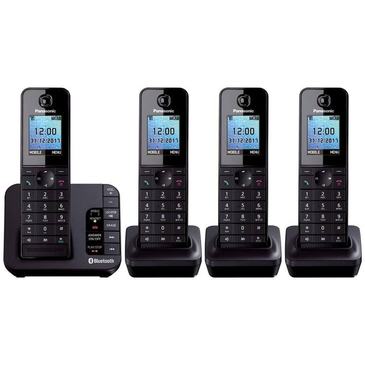 Panasonic KXTGH264EB Quad Pack Cordless DECT Phone with Answer Machine and Bluetooth Costco UK