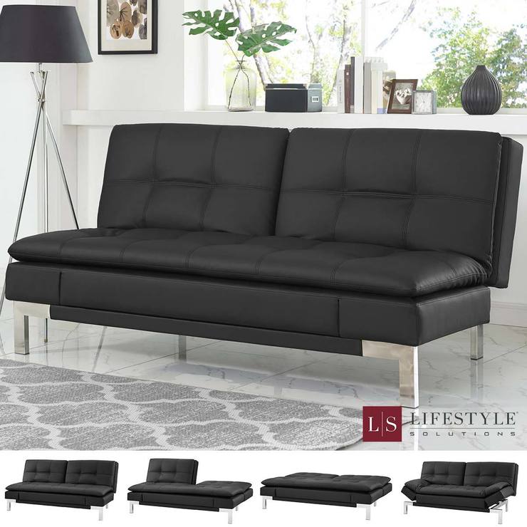 Lifestyle Vienna Black Bonded Leather Euro Lounger With Adjustable Arm And Back Rest Costco Uk