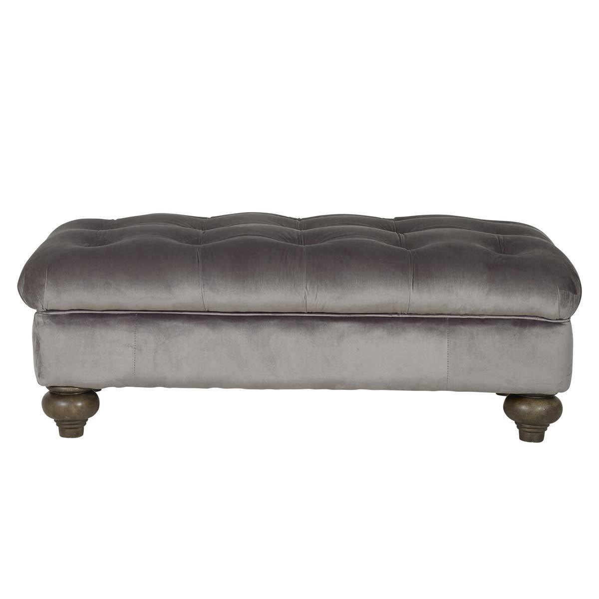 Bordeaux Grey Velvet Footstool