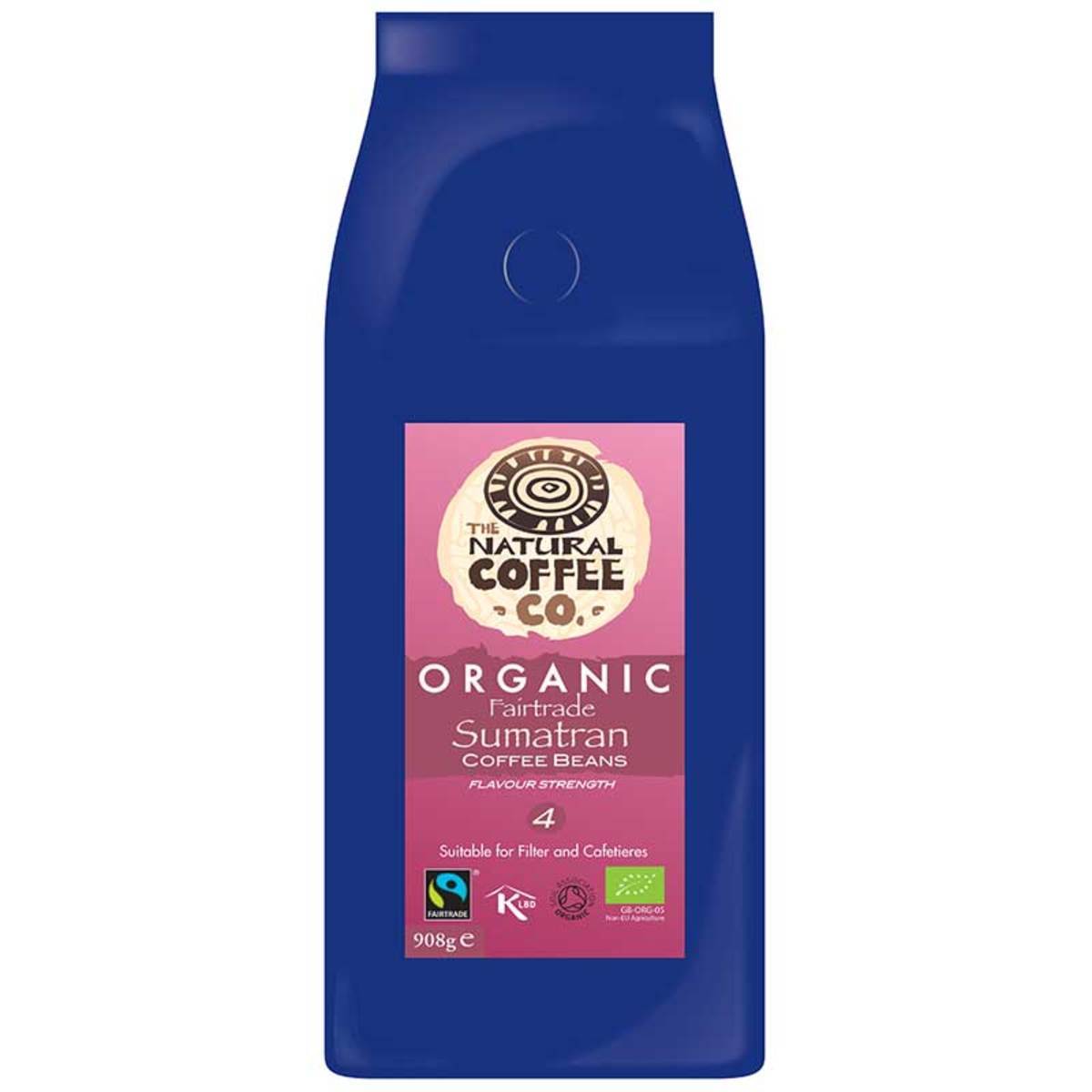 The Natural Coffee Co. Organic Sumatran Whole Bean Coffee, 908g