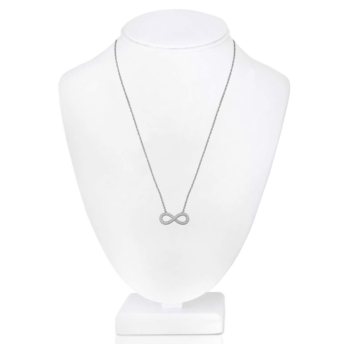 0.18ctw Round Brilliant Cut Diamond Infinity Necklace, 18ct White Gold