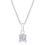 0.50ct Princess Cut Diamond Solitaire Pendant, 18ct White Gold