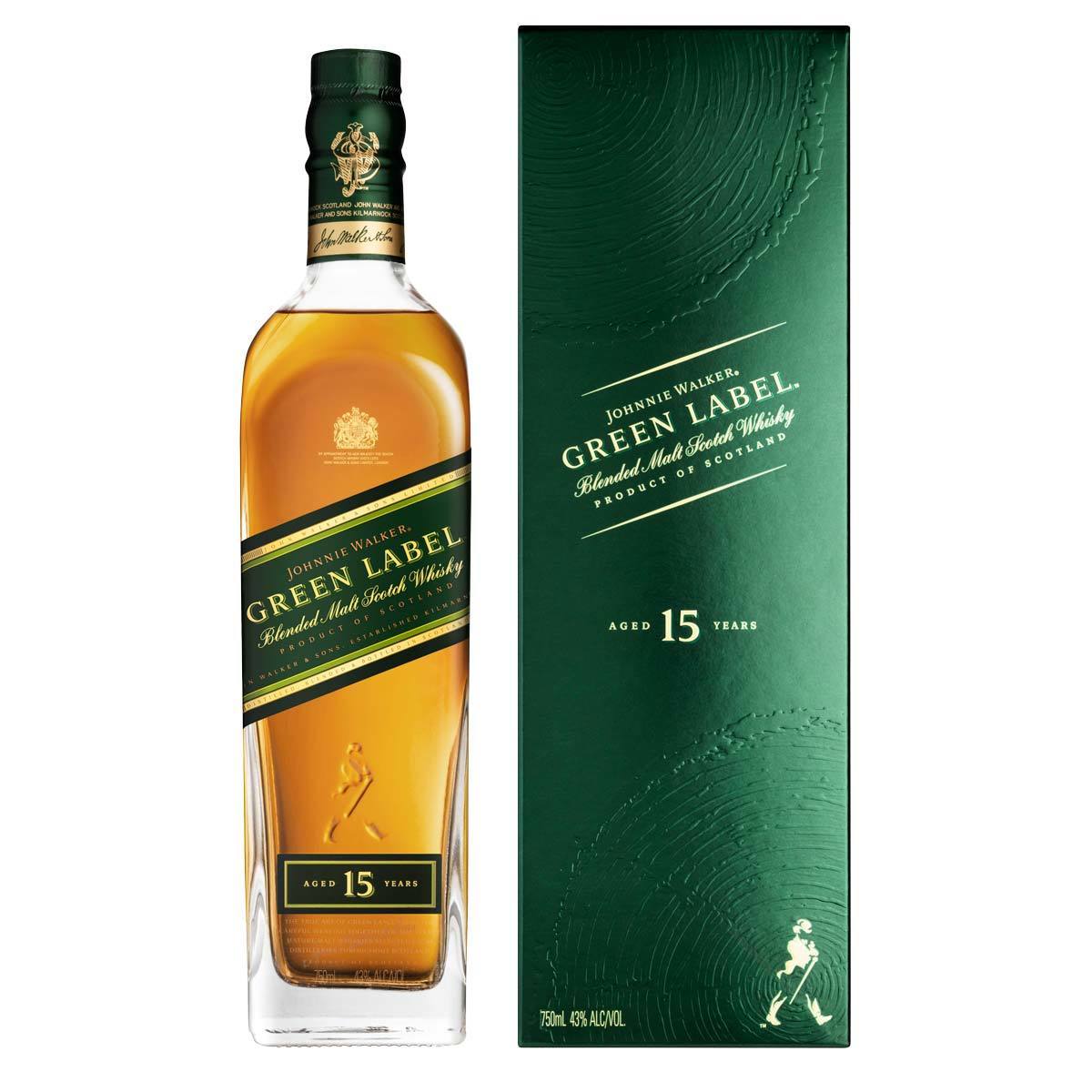 Johnnie Walker Green Label 15 Year Old Scotch Whisky, 70cl