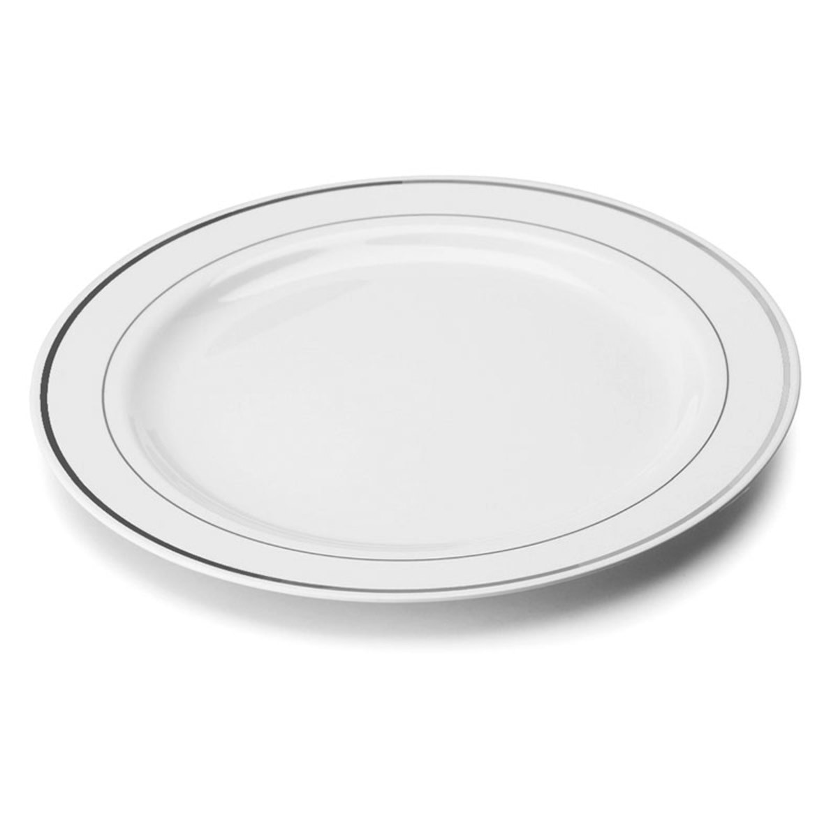 Mozaik 100 Disposable Silver Rimmed Plates, 23cm Diameter