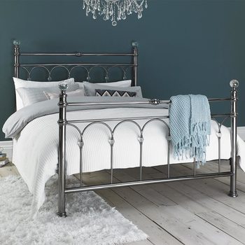 Bentley Designs Cristina Antique Nickel Finish Metal Bed Frame, Double