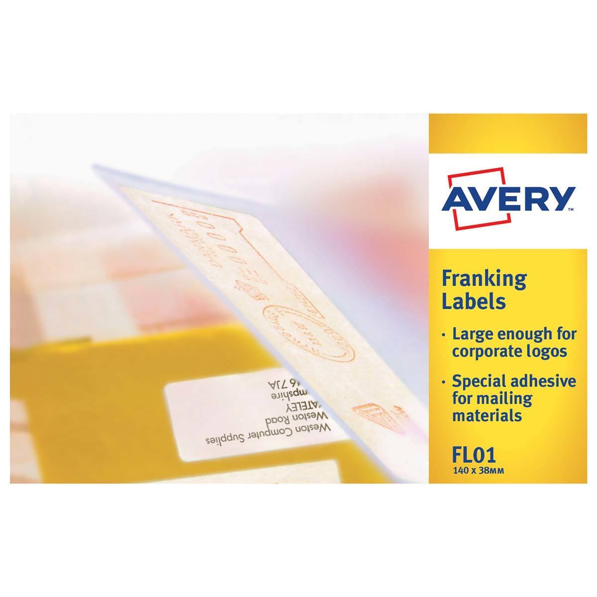 Avery Franking Labels 38.0 x 140.0mm, FL01, Pack of 1000
