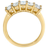 1.25ctw Princess Cut 5 Stone Diamond Ring, 18ct Yellow Gold
