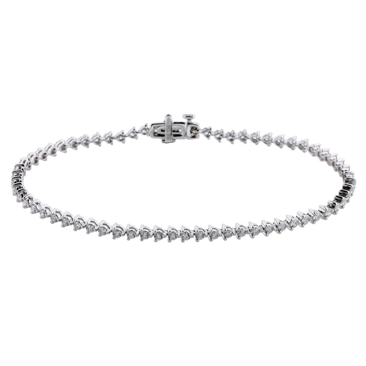 1.90ctw Round Brilliant Cut Tennis Bracelet, 18ct White Gold Costco UK