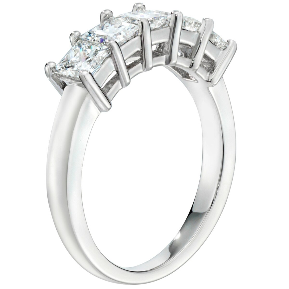 1.00ctw Princess Cut 5 Stone Diamond Ring, Platinum