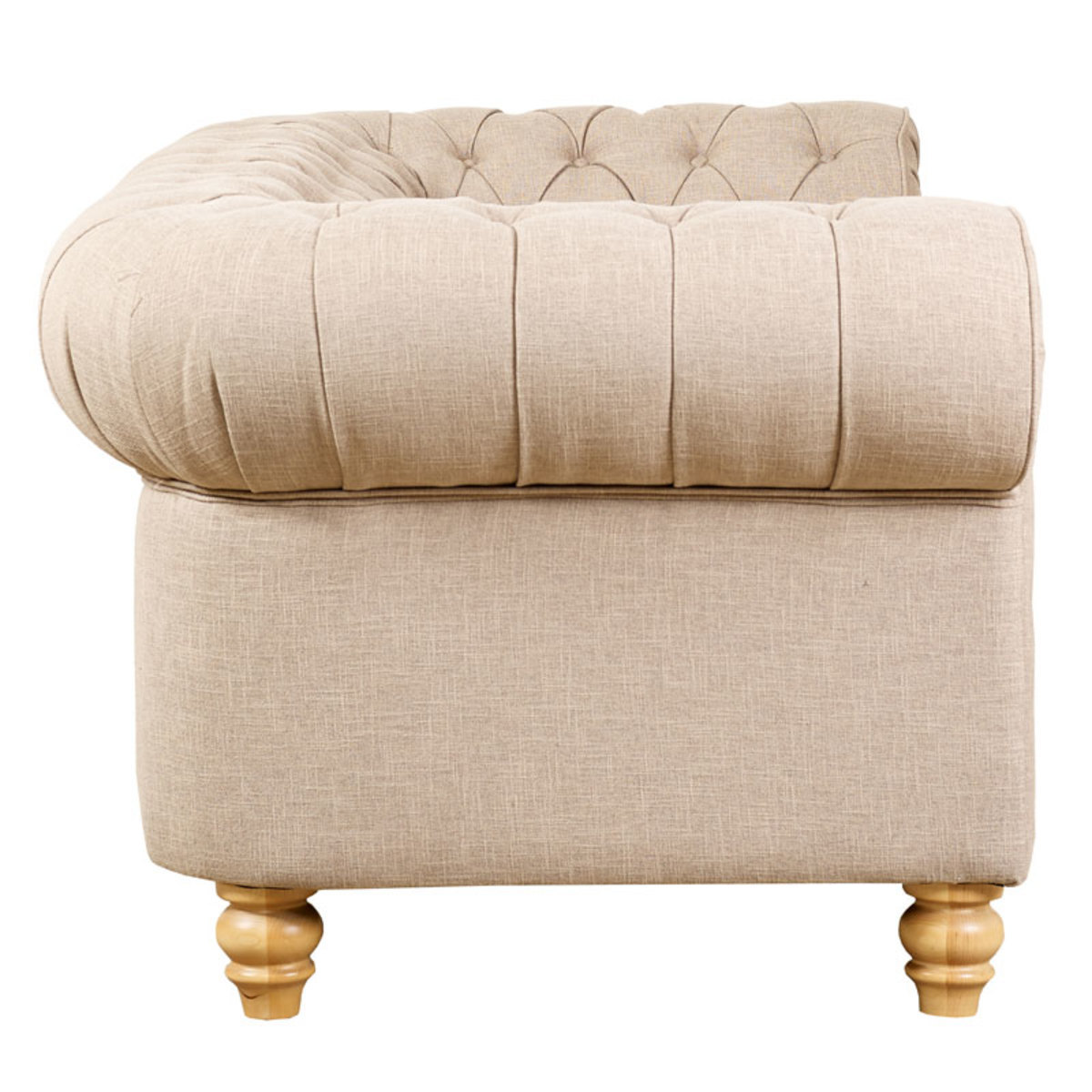 Chesterfield 3 Seater Fabric Sofa, Natural Costco UK