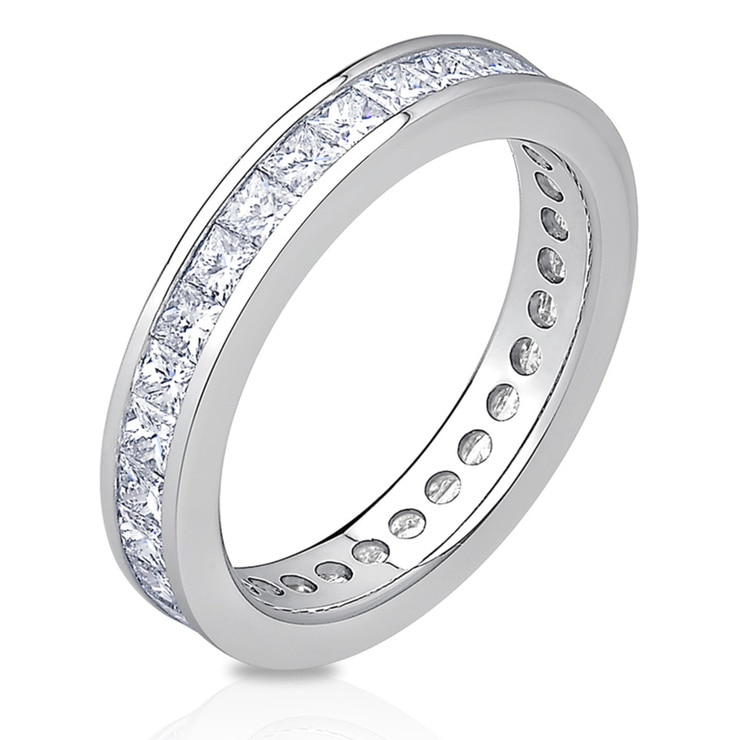 2.00ctw Princess Cut Channel Set Diamond Eternity Ring in Platinum, Size M Costco UK