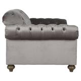 Bordeaux Button Back Grey Velvet 4 Seater Sofa