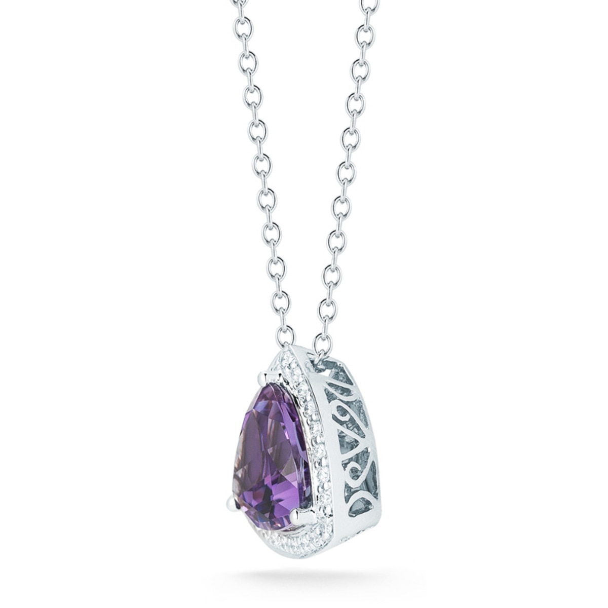 4.25ct Amethyst and 0.25ctw Diamond Necklace, 18ct White Gold Costco UK