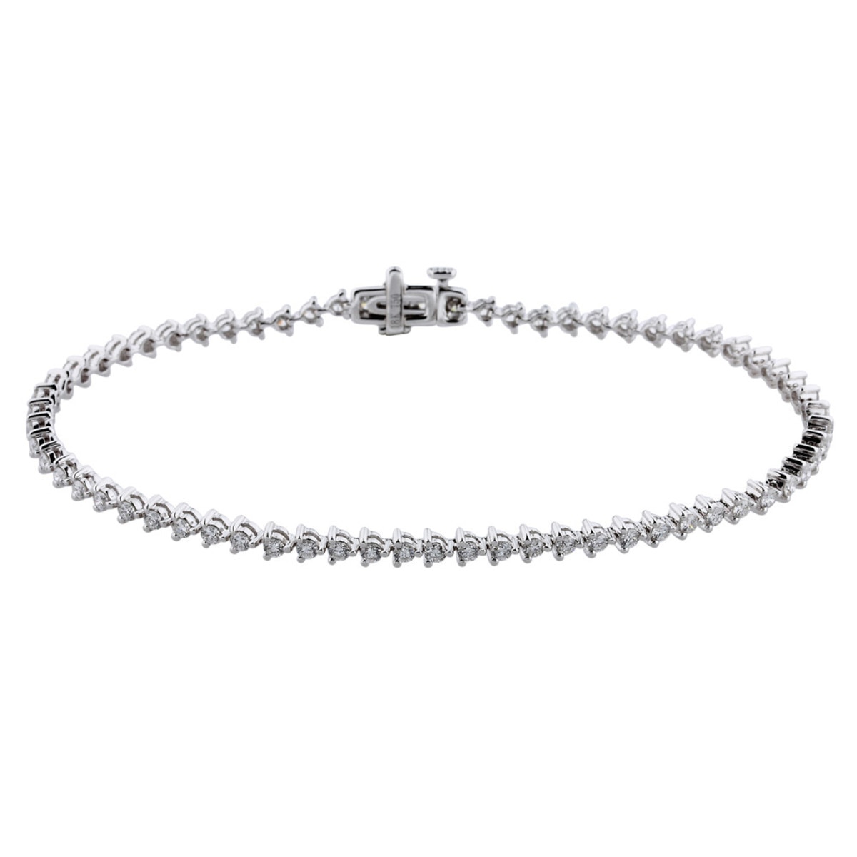 1.90ctw Round Brilliant Cut Tennis Bracelet, 18ct White Gold Costco UK