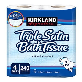 Kirkland Signature Triple Satin 3-Ply Toilet Tissue, 40 Rolls