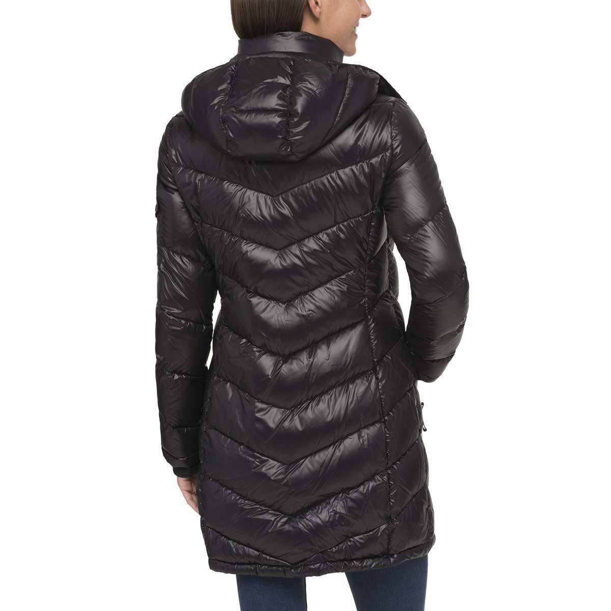 Andrew Marc Women's Long Packable Jacket, Pearlised Black Small