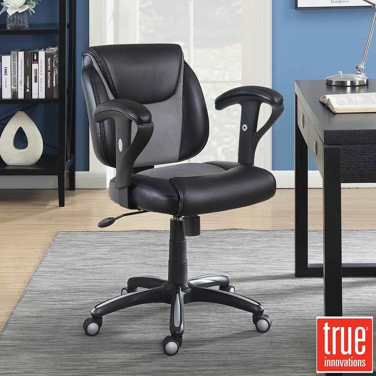 True Innovations Black Bonded Leather Task Chair Costco Uk True Innovations Black Bonded Leather Task Chair