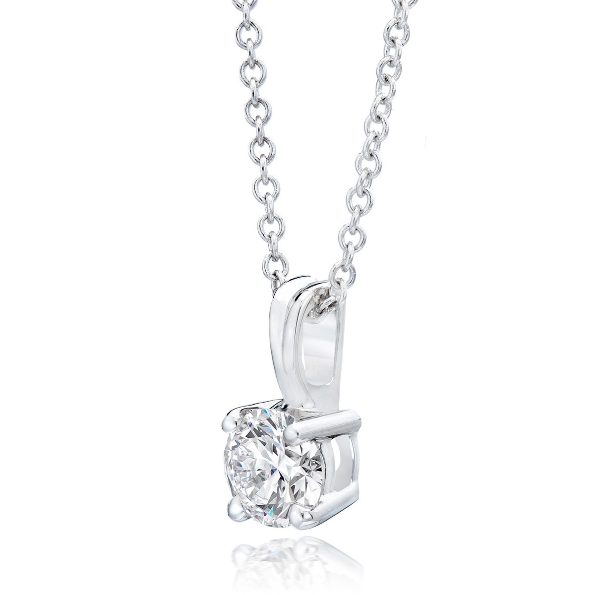 1.00ct Round Brilliant Cut Diamond Solitaire Pendant, Platinum