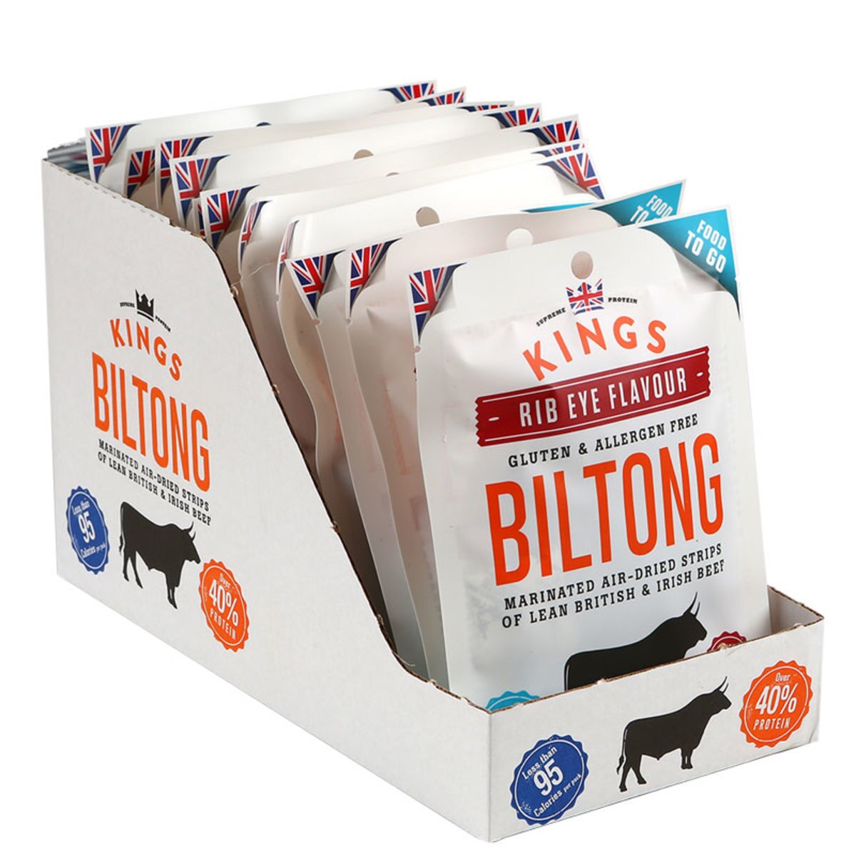 Kings Beef Biltong - Rib Eye Flavour, 16 x 30g