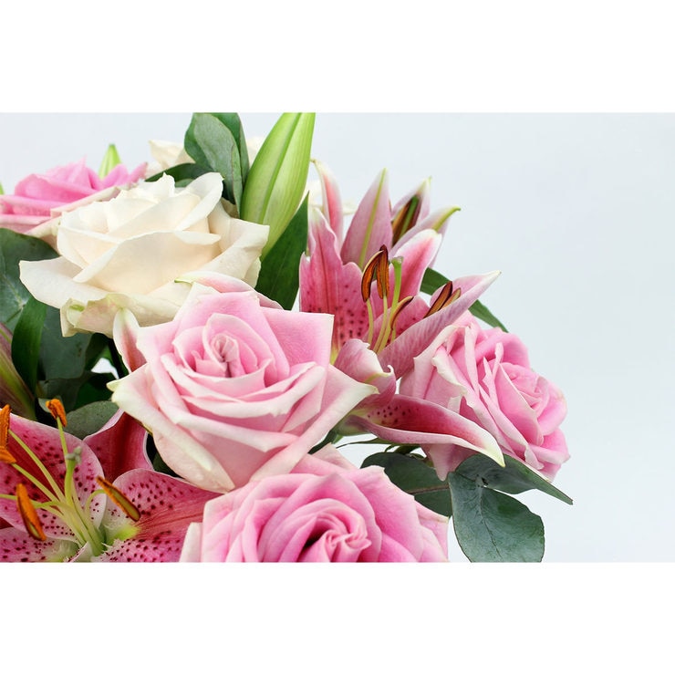 Valentines 22 Stem Colombian Rose & Oriental Dutch Lily Flower Bouquet