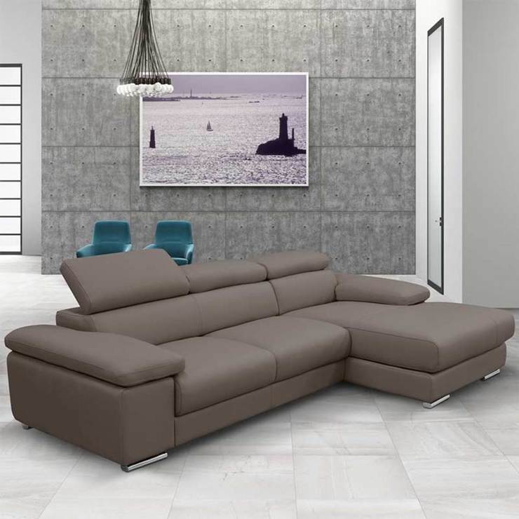Nicoletti Lipari Taupe Italian Leather Sofa Chaise Costco Uk