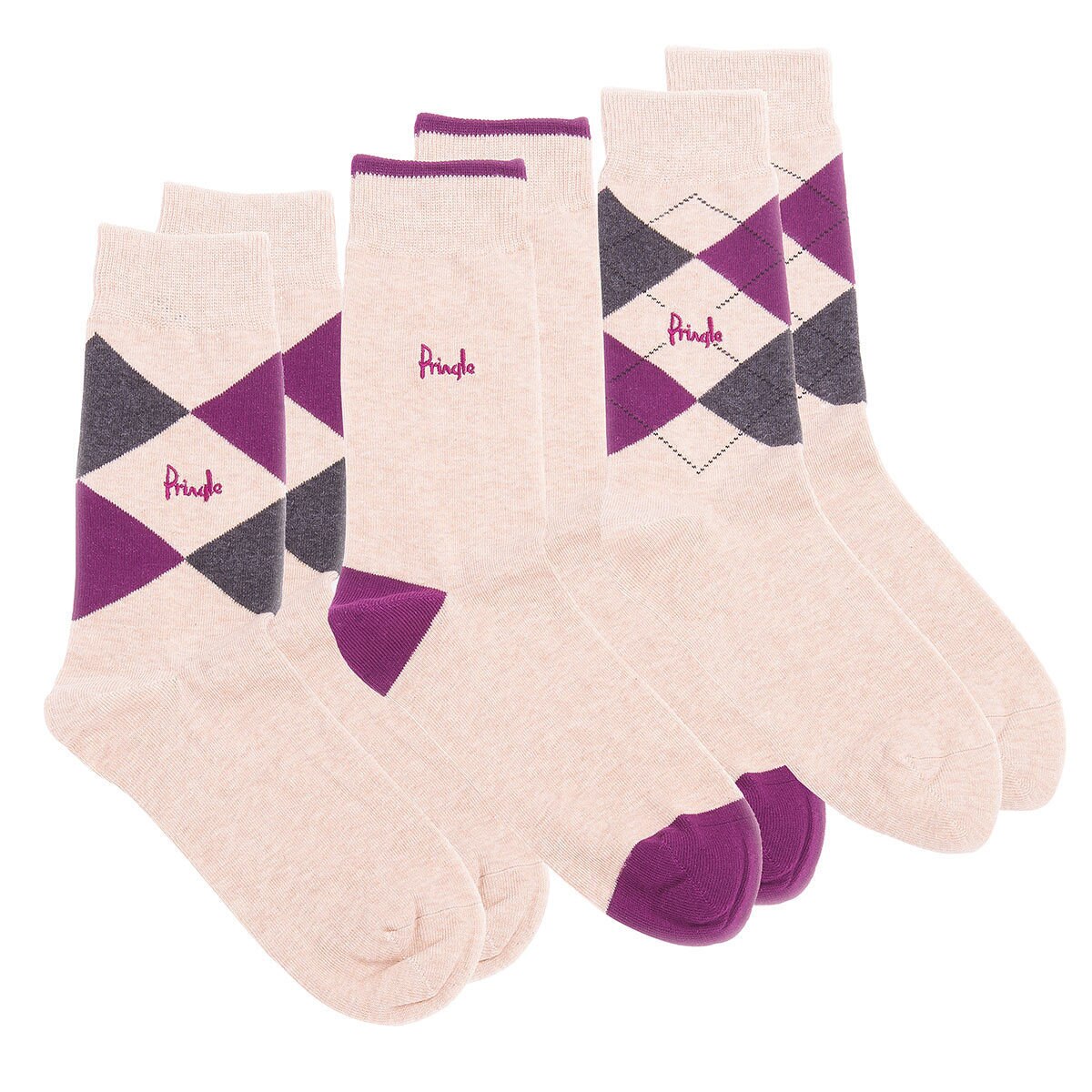 Pringle 2 x 3 Pack Waverly Men's Socks in Beige