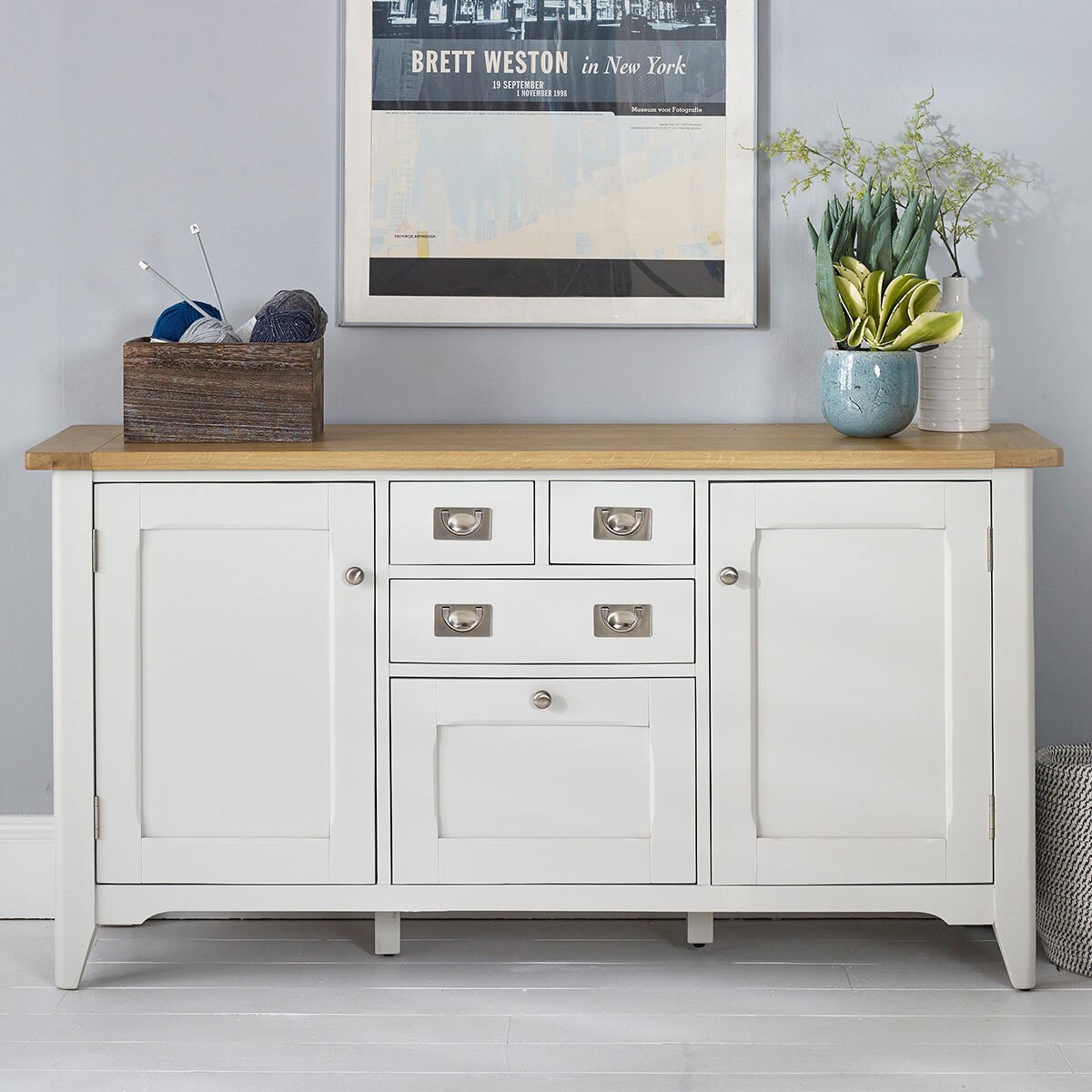 Bordeaux Painted Ivory Large Wooden Sideboard Costco UK