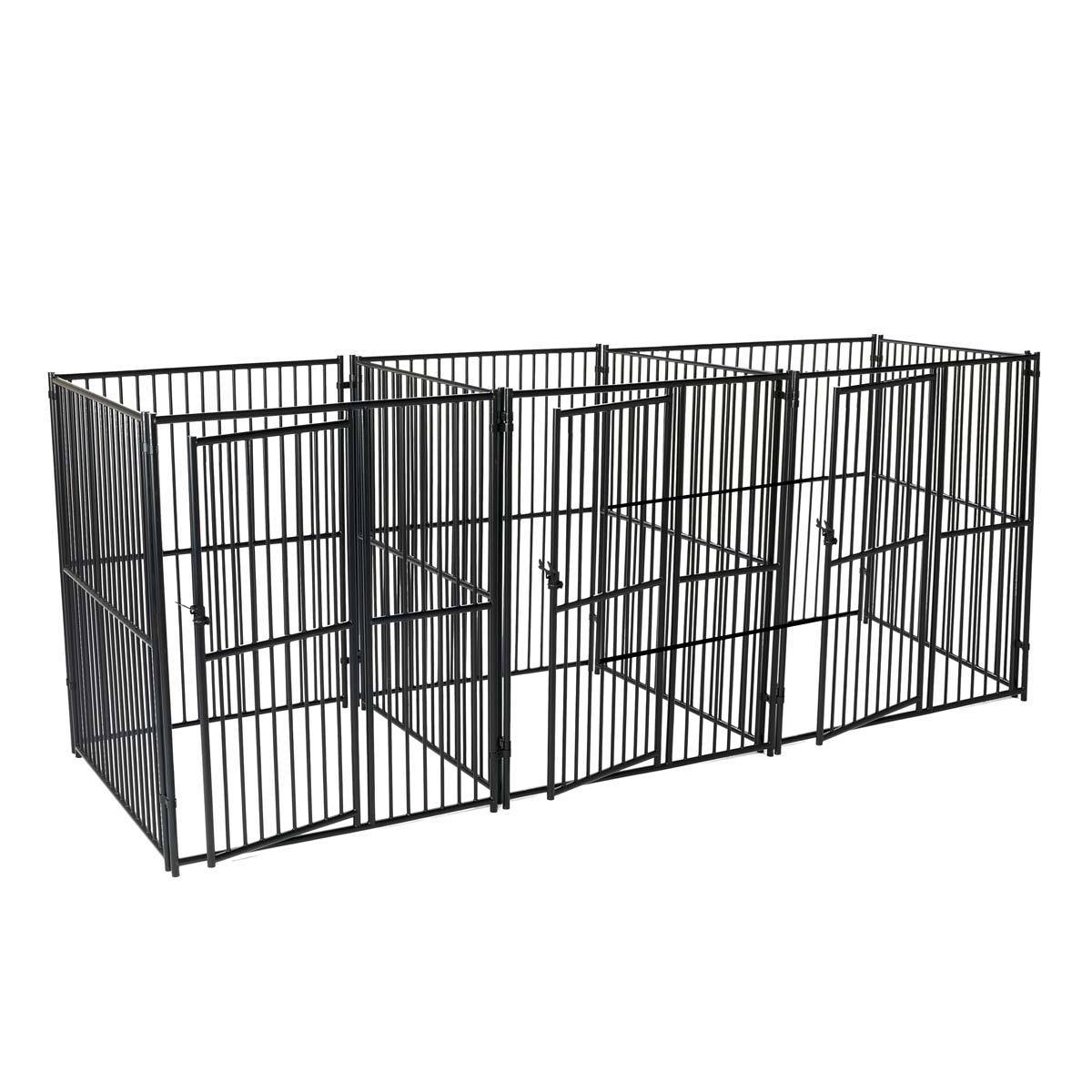 3-Run Euro Style Kennel with Common Wall, 5 L x 5 W x 6ft H (1.5 L x 1.5 W x 1.8m H)