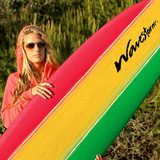 Wavestorm 8ft Classic Surfboard in Yellow, Red and Green Stripe