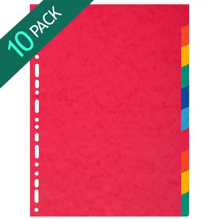 A4+ Coloured 10 Tabs Extra Wide Dividers 10 Packs of 10