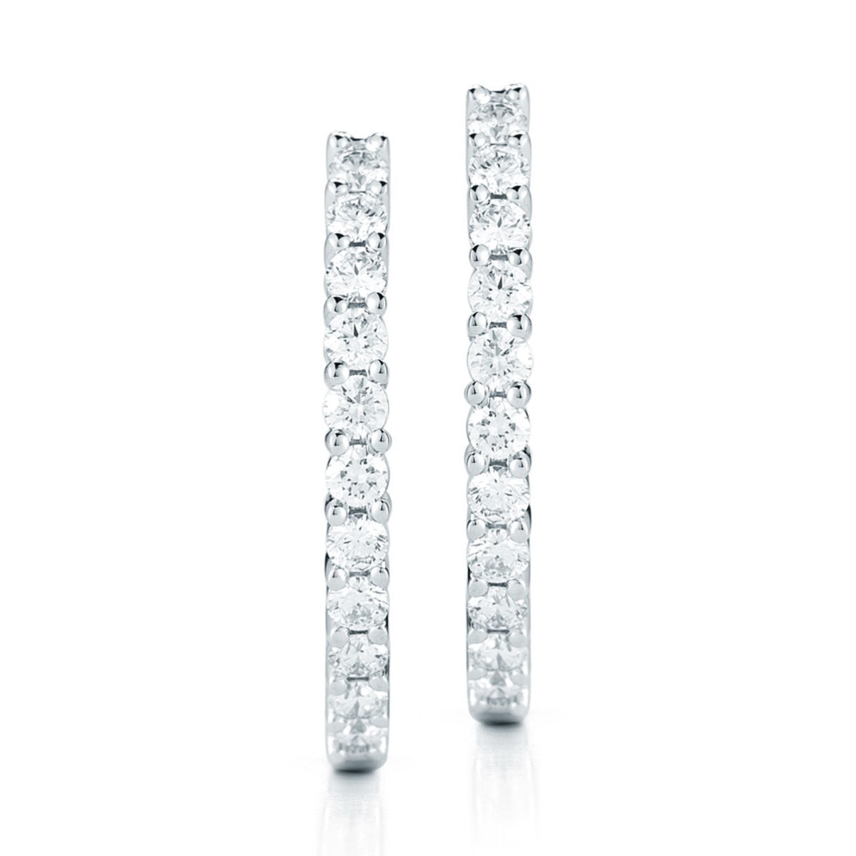 2.00ctw Round Brilliant Cut Diamond Hoop Earrings Set Inside & Out, 18ct White Gold