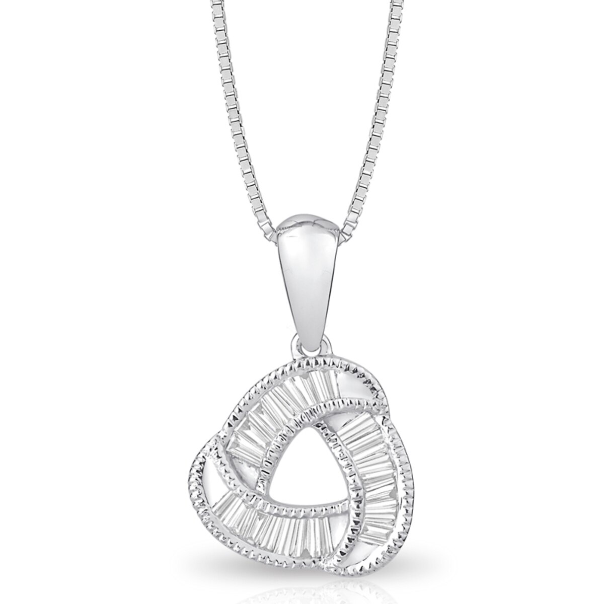 0.25ctw Baguette Diamond Knot Pendant, 18ct White Gold